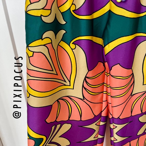 ZARA SATIN PRINTED PAJAMA STYLE PANTS - Picture 10 of 15